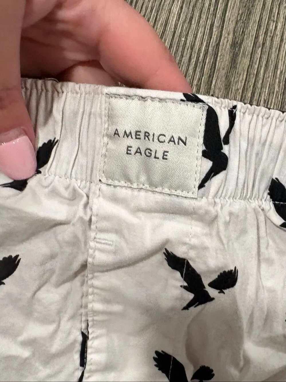 American Eagle Men's Elastic Waist Tiny Eagles Stretch Boxer Shorts White Large